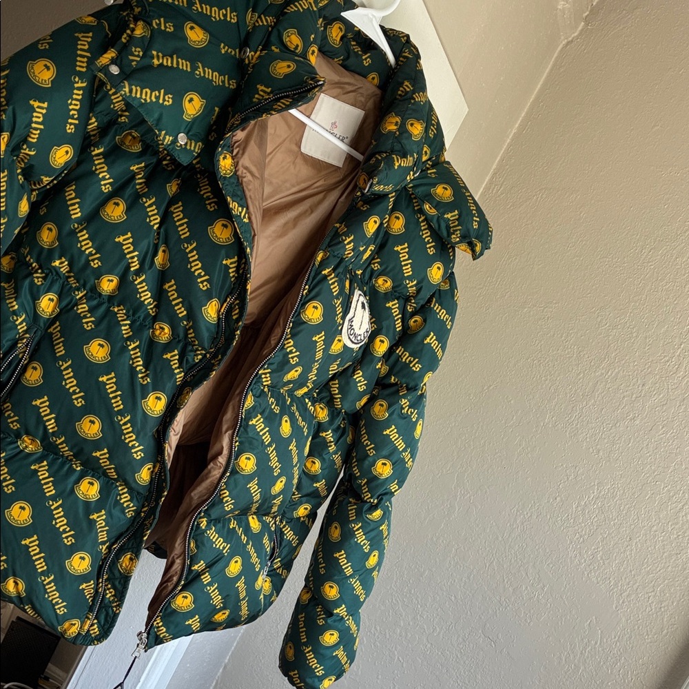 Palm Angels Dark Green Jacket with Yellow Accents